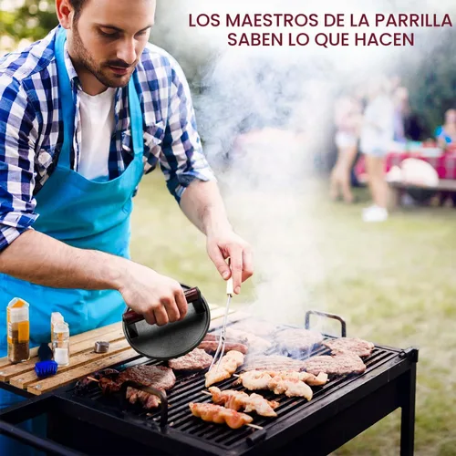 Vista 7 de Prensa de tocino de hierro fundido de 7 pulgadas, redonda y rectangular, prensa de hierro fundido de 8 x 4 pulgadas, prensa de carne para tocino