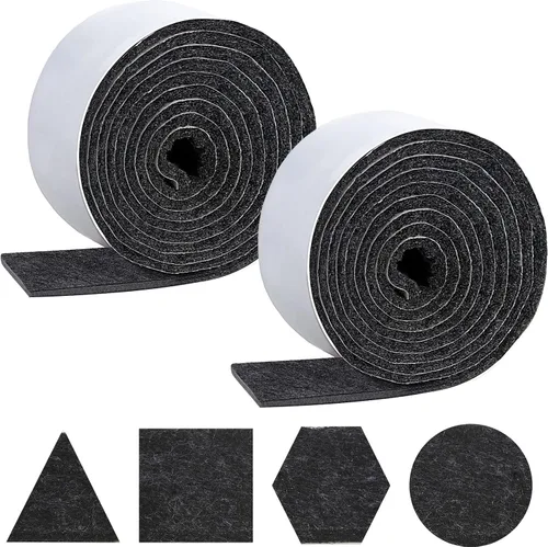 Vista 11 de Shappy Paquete de 2 tiras de fieltro con parte trasera adhesiva, rollo de cinta de fieltro, antideslizantes, autoadhesivas, cortables para muebles
