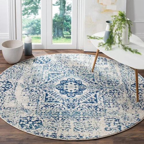 Vista 4 de SAFAVIEH Evoke Collection EVK260T Medallón oriental envejecido de 2'2" x 4', color marfil y negro, no desprende pelusa, alfombra de acento para sala