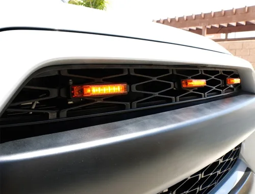 Vista 5 de iJDMTOY 3 luces de marcador LED ámbar con lente ámbar para rejilla central, compatibles con Toyota 2014 en adelante 4Runner o 2012 en adelante