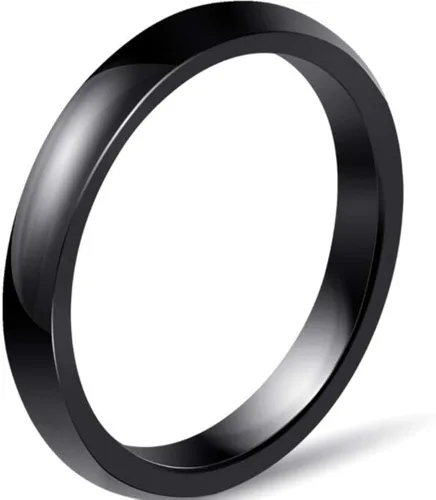 Vista 2 de Paquete de dos anillos apilables de cerámica pulida en blanco y negro de 0.118 in