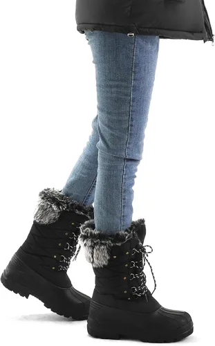 Vista 7 de mysoft - Botas de nieve para mujer, botas altas de infierno con forro cálido de piel sintética