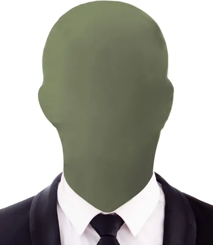 Vista 6 de Máscara Kanye de cara completa negra para Halloween, disfraz de tela Morph sin rostro para adultos, 2 piezas