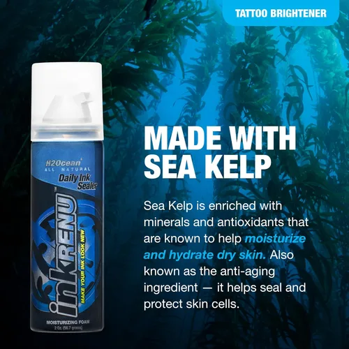 Vista 2 de H2Ocean InkRenu - Espuma hidratante para tatuajes que mejora el color, abrillantador, potenciador e hidratante para el cuidado del tatuaje, loción