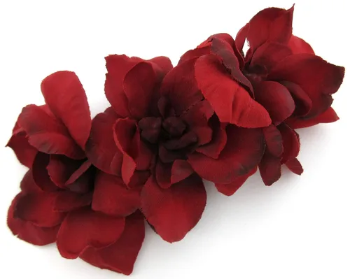 Vista 3 de Clip de pelo de flor de manzana roja triple con dientes