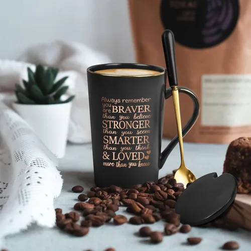 Vista 3 de YHRJWN Taza inspiradora – Always Remember You Are Braver Than You Believe, You Are Loved – Regalos para el cáncer para mujeres y hombres, regalos