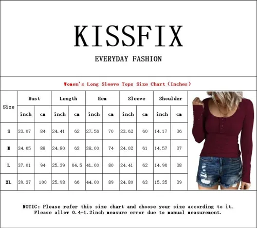 Vista 4 de Kissfix Camisas de manga larga para mujer, estilo casual, para otoño, con botones, básicas, de punto acanalado