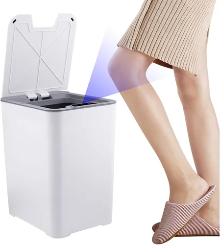 Vista 4 de Bote de basura inteligente para el hogar, cubo de basura simple y automático de inducción con tapa, 3.6 galones, cubo de basura escalonado