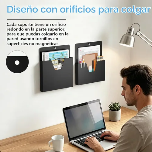 Vista 6 de MFTEK Soporte magnético para archivos con 6 bolsillos, organizador de archivos colgantes, suministros de oficina para gabinetes, pizarra blanca