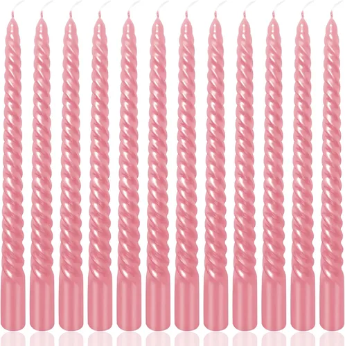Vista 11 de Juego de velas cónicas en espiral doradas de 10 pulgadas para Navidad, paquete de 12 velas torcidas sin perfume, velas delgadas y cónicas sin goteo