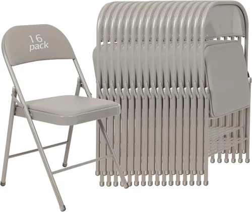 Vista 32 de Juego de 4 Sillas Plegables Tapizadas en Negro - Cómodas Sillas Apilables Portátiles para Interior y Exterior, Eventos, Fiestas, Oficina, Boda Negro
