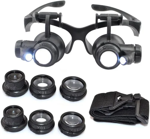 Vista 6 de 10X 15X 20X 25X LED Lupa Iluminada Doble Ojo Cristal Joyero Lupa Reparación Lupa