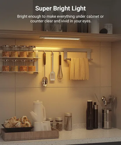 Vista 5 de Lyridz 80 luces LED con sensor de movimiento para debajo del gabinete, inalámbricas, sensor PIR ajustable de 0-90° para cocina, luces de armario