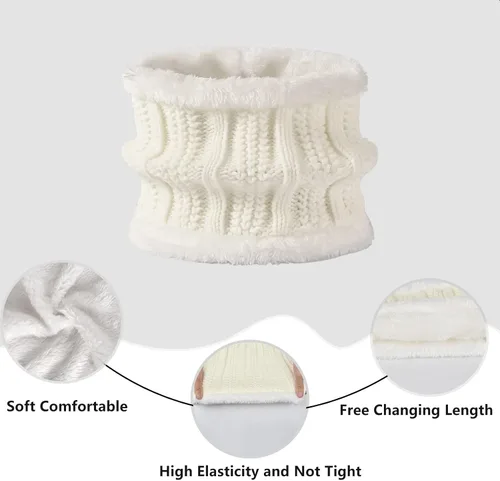 Vista 4 de Conjunto de guantes de invierno para mujer, gorro de forro polar, bufanda para pantalla táctil, guante 3 en 1
