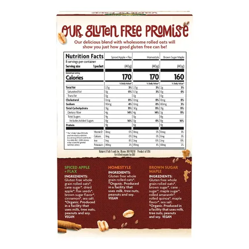 Vista 3 de Nature's Path - Paquete de variedad de avena orgánica, 11.3 oz (Paquete de 6), sin gluten, sin transgénicos