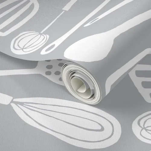 Vista 2 de Spoonflower Magic Kitchen Tools Pre-Pasted Removable Wallpaper Sample 12" x 24" Spoon Egg Vintage Self-adhesive, removable and renter-friendly