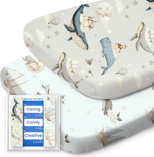 Vista 81 de Sábanas suaves para cuna de niño de alta calidad, sábana bajera para cuna ultra transpirable, sábanas súper elásticas de 28 x 52 x 9 pulgadas