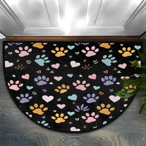 Vista 10 de Felpudo Semicircular de Animales Libélula Boho Lavable Tapete Semicírculo Antideslizante Absorbente Alfombras de Media Luna para Entrada