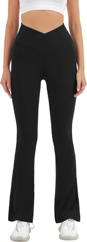 Vista 7 de HEGALY Pantalones de yoga acampanados para mujer, leggings cruzados, suaves, de cintura alta, pantalones casuales de entrenamiento con corte de bota