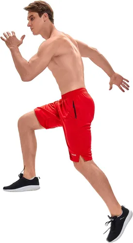 Vista 7 de LEAO Pantalones cortos de baloncesto para hombre con bolsillos con cremallera, secado rápido, holgados, pantalones cortos de entrenamiento