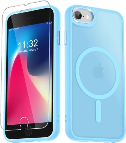 Vista 45 de YENAPOON Funda magnética mate para iPhone 11 con 1 protector de pantalla, compatible con Magsafe, translúcida esmerilada, delgada, a prueba