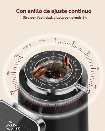 Vista 5 de Tuni Molinillo de grano de café G3 de 2.520 in, 100 ajustes de molienda Negro