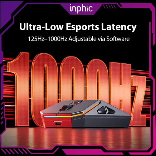 Vista 10 de INPHIC Ratón inalámbrico Cyber Silent, Tri-Mode 12000 DPI ratón