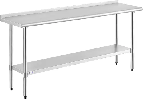 Vista 40 de ROCKPOINT Mesa de acero inoxidable para preparación y trabajo, 14x24 pulgadas; mesa de cocina comercial de metal NSF resistente con estante inferior