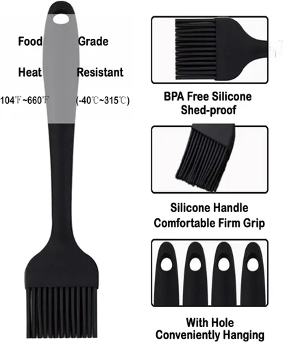 Vista 2 de Cepillo de silicona para cocinar, cepillo de alimentos resistente al calor para barbacoa, cepillo de silicona de grado alimenticio para hornear