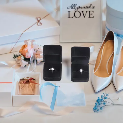 Vista 4 de Maitys 48 cajas de terciopelo para anillos a granel para exhibición de joyas, caja de anillo de compromiso de boda, caja de joyería, cajas