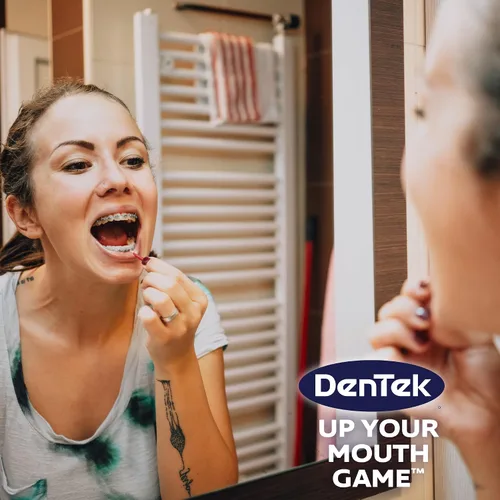 Vista 7 de Cepillos Interdentales de Control de Placa DenTek - Ajustados, Paquete de 16 - Removedor de Placa Interdental Fácil de Cepillar con Flúor - Limpia