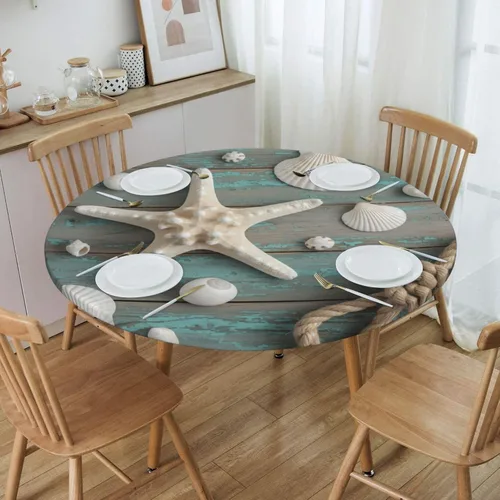 Vista 9 de Decorative Round Tablecloth Fitted Elastic 26" - 30" Butterfly Waterproof Table Cloth Cover Stretch Table Pad Cover for Parties Weddings Banquet