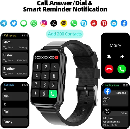 Vista 3 de Smart Watch Fitness Tracker Make/Answer Calls for Women Men with Heart Rate Blood Oxygen Sleep Monitor Sports Modes Step Calorie Counter IP68