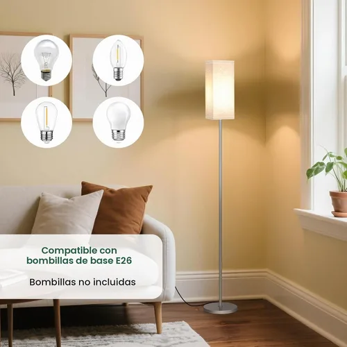 Vista 6 de Paquete de 2 lámparas de pie, poste con interruptor de pie, lámpara de pie moderna, lámpara minimalista independiente (bombilla no incluida)