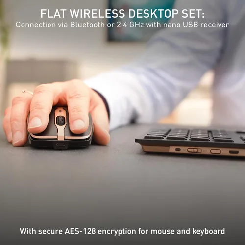 Vista 2 de CHERRY DW 9100 - Combo de teclado y mouse inalámbrico delgado, recargable Bluetooth y conexión RF de 2.4 GHz, teclas silenciosas, escritura