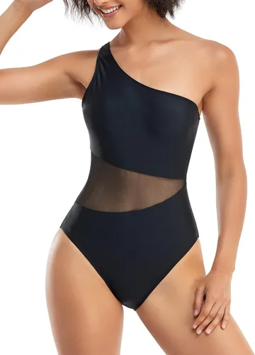 Vista 3 de GETZWA Traje de baño de una pieza para mujer, traje de baño de un hombro con lazo lateral