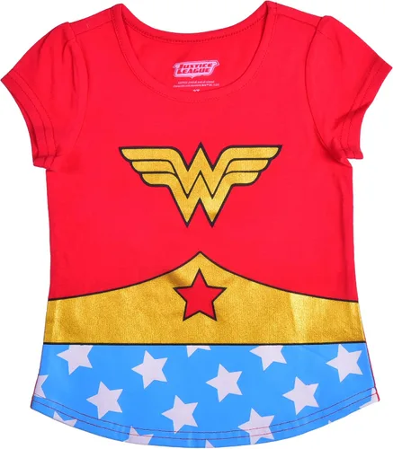 Vista 6 de DC Comics Justice League Girls T-Shirt 4 Pack for Toddler GreyPurpleRedBlue