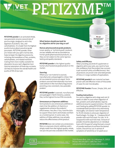Vista 5 de PETIZYME - Polvo de enzima digestiva para perros y gatos, 12 onzas, amilasa, proteasa, lipasa, suplemento de enzima pancreática para mascotas