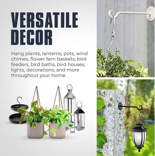 Vista 4 de Monarch Abode Ganchos para plantas – Ganchos de pared para cestas colgantes, 7.5 pulgadas de metal negro valla de pared para plantas de pared