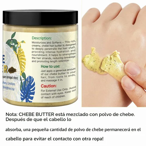 Vista 2 de WOZUTUNT 8.8 oz Mantequilla de Chebe para el Crecimiento, Engrosamiento y Humectación del Cabello - Mantequilla de Crema para el Cabello de Alta