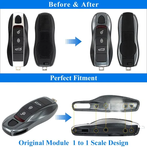 Vista 4 de AeroBon Funda pintada de 3 piezas para llavero compatible con reemplazo de carcasa de llave Porsche (MK1, gris ágata) Also fits 911 718 Boxster