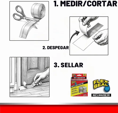 Vista 6 de Flex Seal Cinta de Sellado contra Corrientes de Aire y Aislamiento, Flexible, de Goma, Tira Resistente a la Intemperie para Ventanas, Puertas