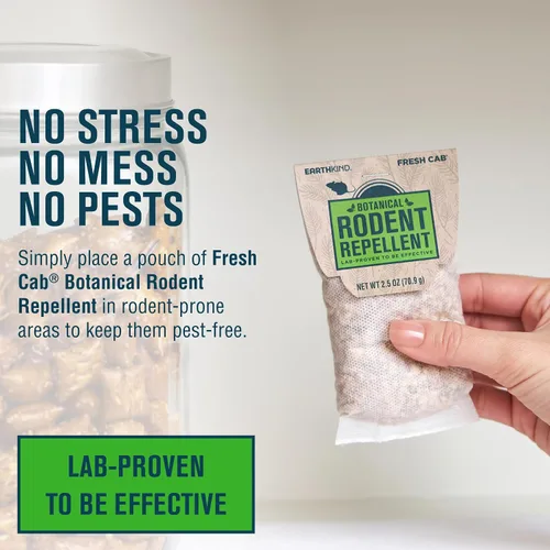 Vista 5 de EarthKind Fresh Cab - Repelente de roedores y cápsula de bolsa – Repelente botánico de roedores y ratones – Hecho con fibras vegetales y aceites
