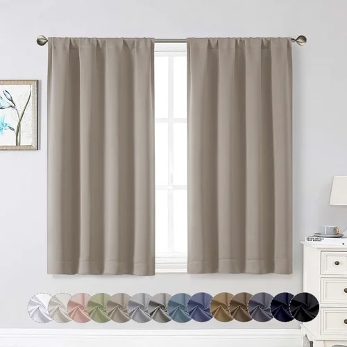 Vista 144 de Cortinas opacas para dormitorio, sala de estar, juego de 2 paneles de 54 pulgadas de largo, cortinas de oscurecimiento de habitación con aislamiento