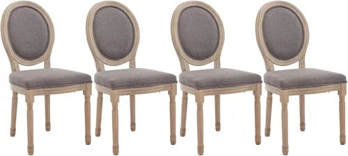 Vista 19 de Kmax Sillas de comedor estilo granja, patas de madera marrón, elegantes sillas de cocina copetudas, sillas de dormitorio francesas desgastadas