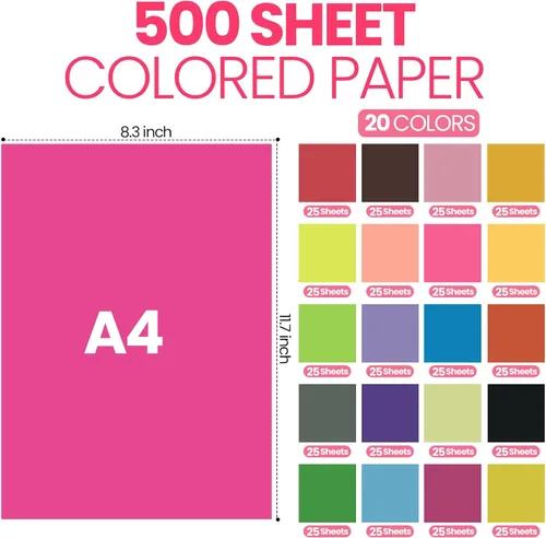Vista 2 de Thenshop 500 hojas de cartulina de 8.3 x 11.5 pulgadas, papel de cartulina tamaño A4, 8.11 oz/m², papel de construcción impreso de doble cara