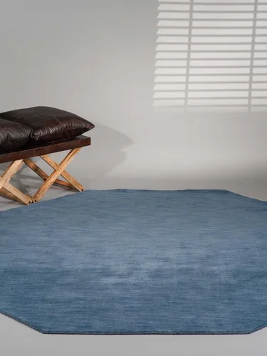 Vista 32 de Alfombras de área de lana anudadas a mano en telar, ecológicas - 10'x10', cuadradas, color aguamarina, diseño liso sólido, alfombras de área gruesas