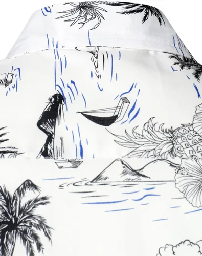 Vista 5 de Jogal - Camisa de manga corta para hombre, diseño de flores, de algodón, con botones, hawaiana