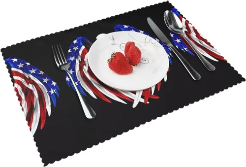 Vista 13 de Rectangular Placemats Set of 4, Heat Resistant Flag of Hawaii American Printed Kitchen Dining Table Mats