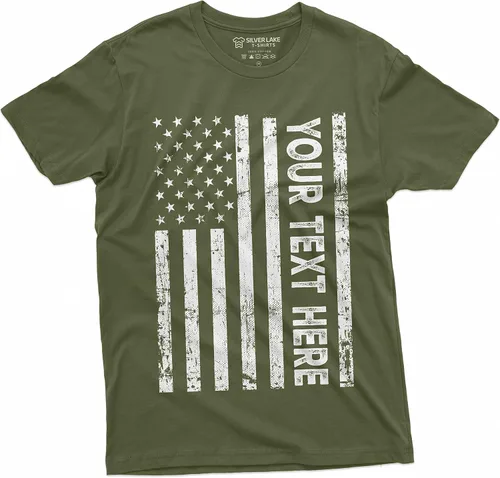 Vista 4 de Add Your Text - Camiseta patriótica personalizada para hombre